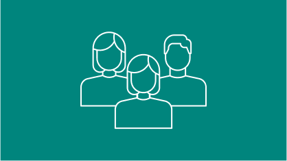 Icon Kennenlernen. Drei Menschen.