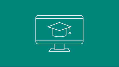 Icon Online Bewerbung. Computer mit einer Abschlusskappe im Bildschirm.